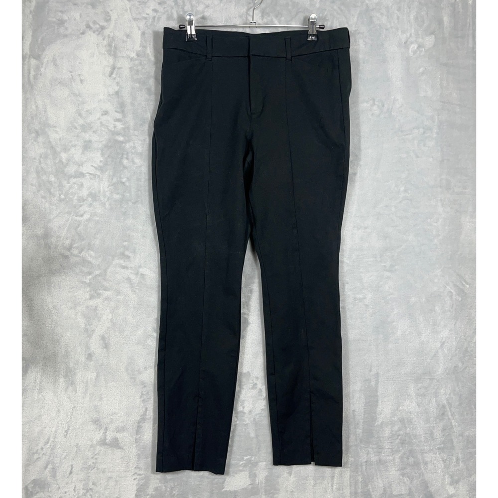 Old Navy Women Pants 12 Black High-Rise Pixie Split Hem Ankle Stretch Minimalist